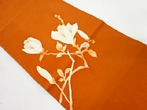 塩瀬手描き木蓮模様開き名古屋帯(額縁仕立て)